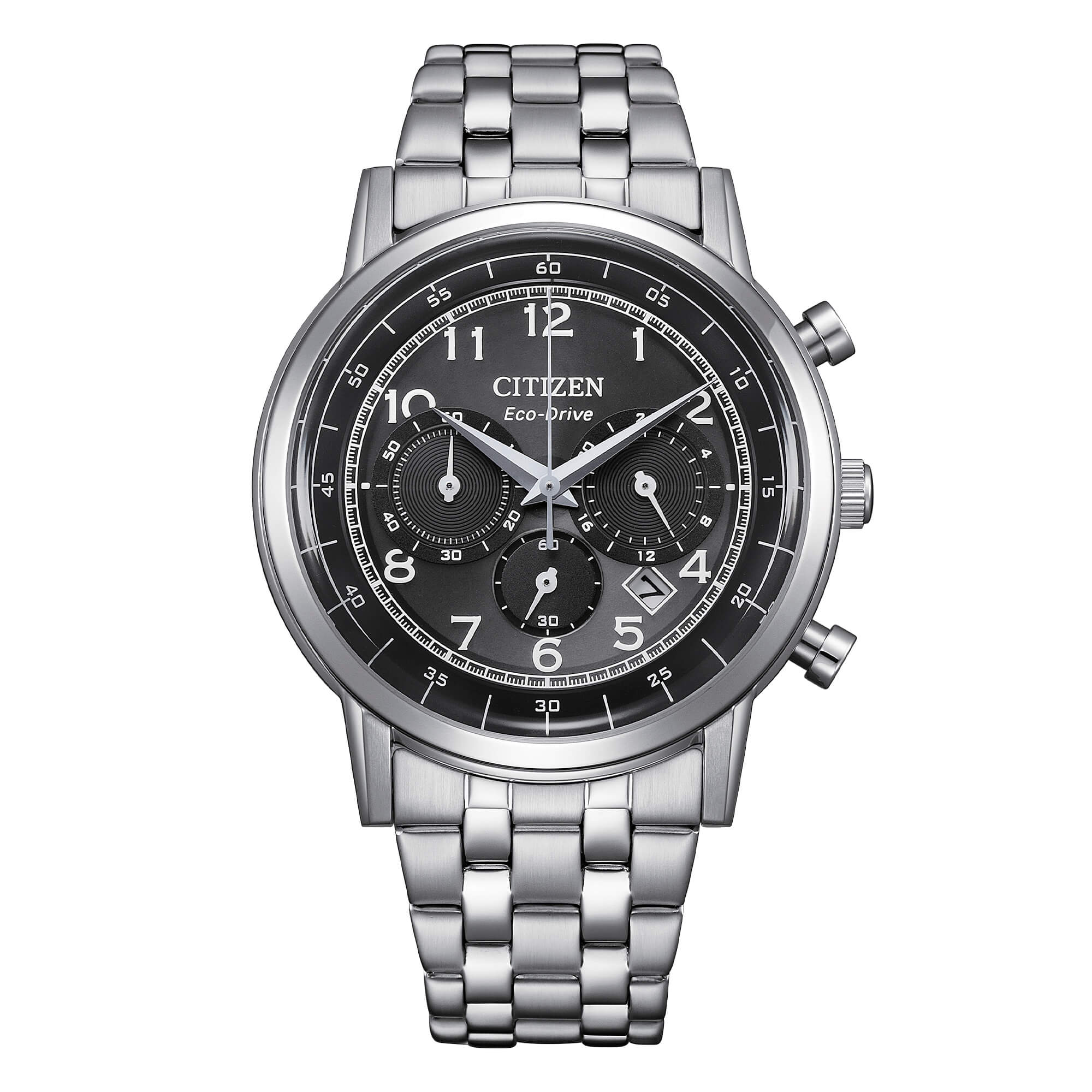 Orologio Uomo Citizen Nero Classic Eco-Drive Cronografo Acciaio Data CA4630-53E